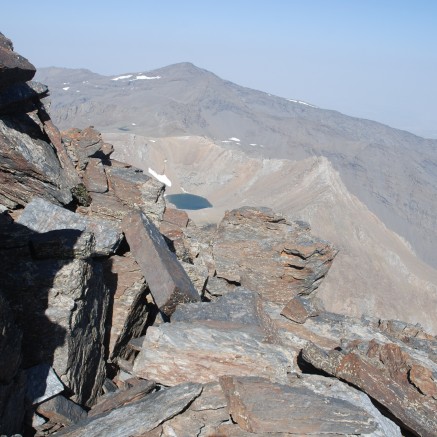 View of La Veleta 3394 m from Mulhacen 3482 m